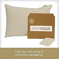 Vista 6 de AllerEase - Protector de almohada de algodón suave cultivado orgánicamente, con cremallera, diseño de defensa contra la alergia, estándar/Queen