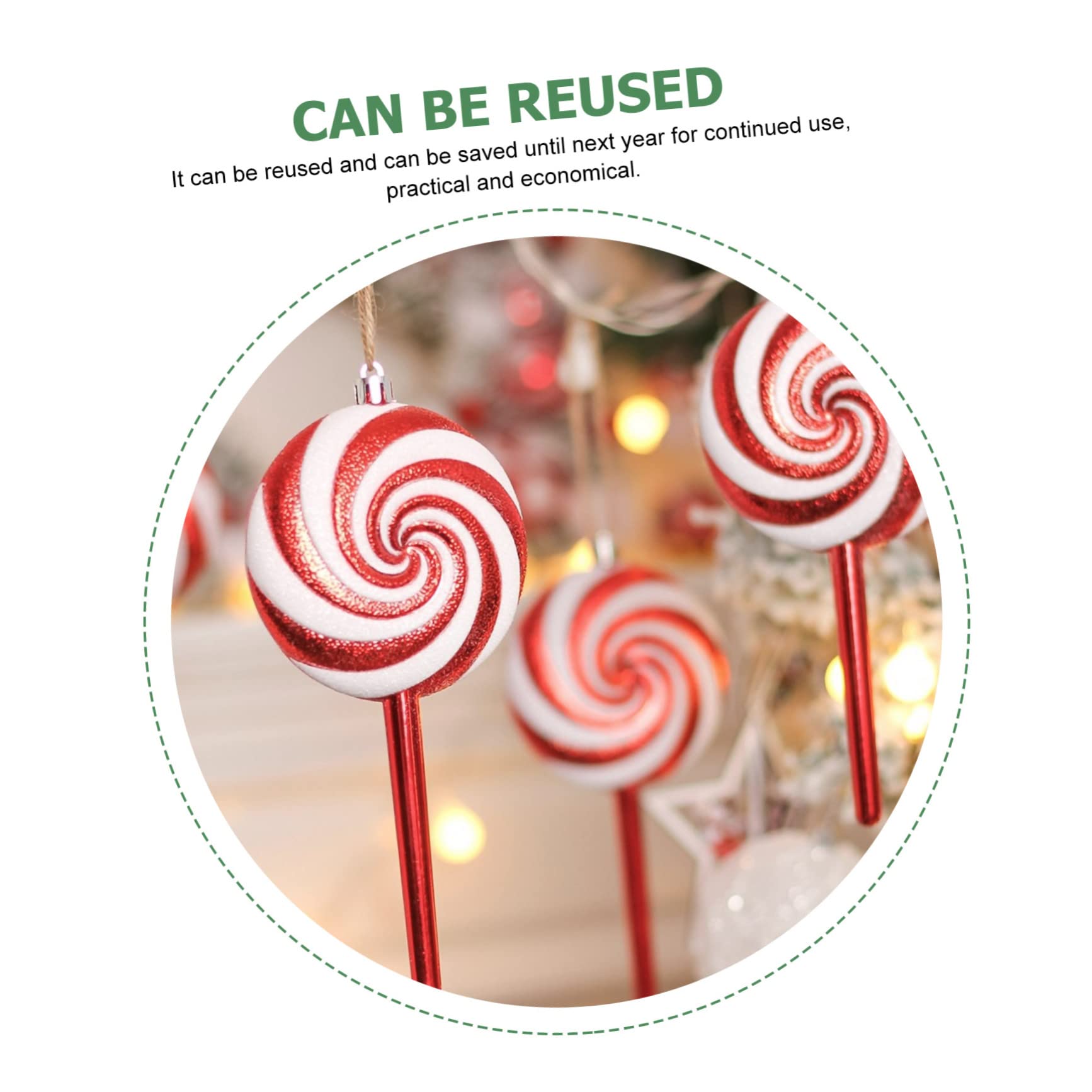 TOPBATHY 12 Pz Decorazioni Di Caramelle Natalizie Finti Bastoncini Di Zucchero Appesi Caramelle Appese Di Natale Ciondolo Lecca-lecca Albero Di Natale Ornamento Di Caramelle Rosso Plastica