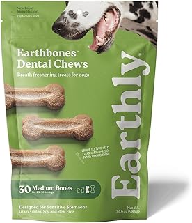 Earthbones Dental Chews for Dogs 20-50lbs, 30 Bones