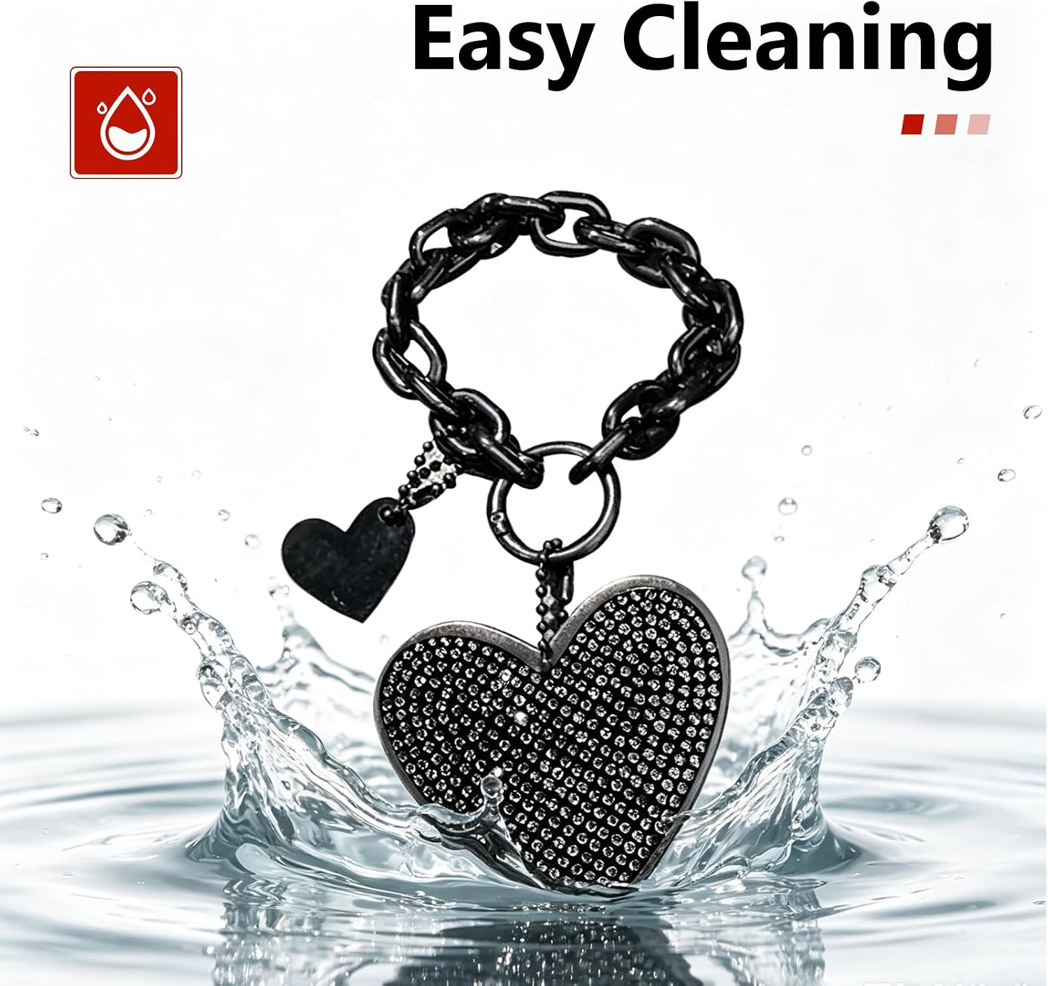 Heart Key Chain, Sparkling Rhinestone Keychain, Bling Key Chain Accessories for Women, for Most Cars image 4