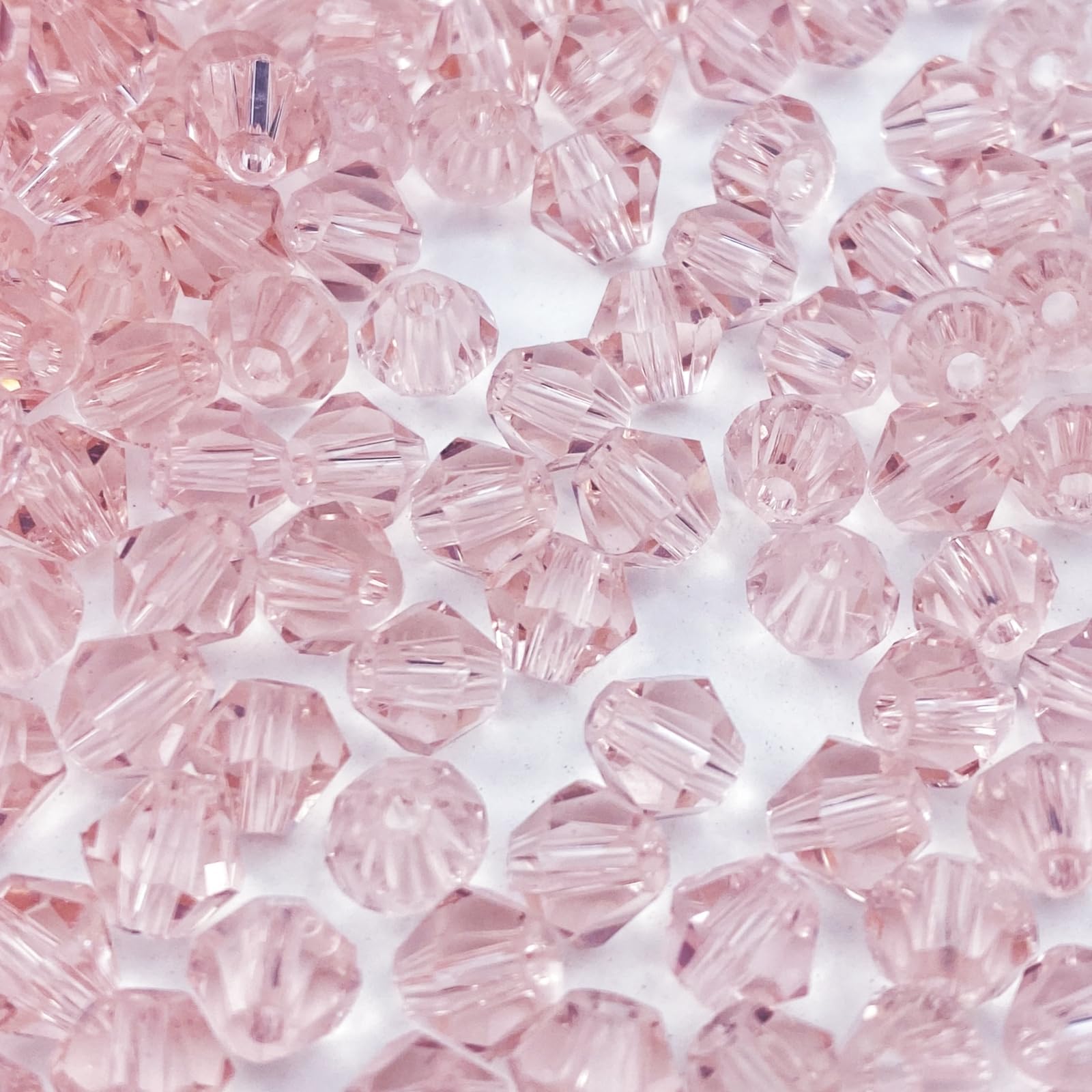 400pcs Bicone Crystal Beads 4mm Crystal Glass Faceted Beads for Necklace Bracelet Earrings DIY Jewelry Crafts Making Supplies(Light Pink)