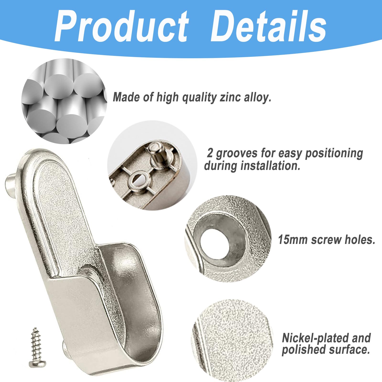 Set 6 Staffe Per Asta Appendiabiti - Con Viti E Supporti Per Armadi E Tubi, Montaggio Semplice - Foto 7