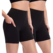 OVESPORT 2 Pack Workout Biker Shorts for Women High Waisted Yoga Running Gym Short