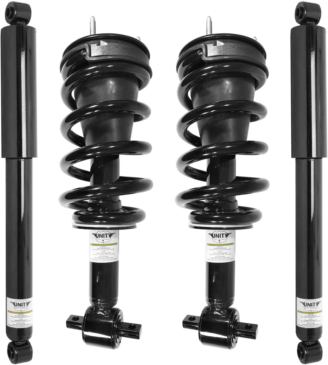 Unity 4-11590-251400-001 Front and Rear 4 Wheel Complete Strut Assembly with Gas Shock Kit