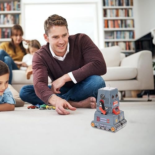 Miniatura 2 de VOSAREA Wind Up - Estudio de primavera retro de robot, estaño de relojería coleccionable, para accesorios de fotografía, fiestas, cumpleaños,