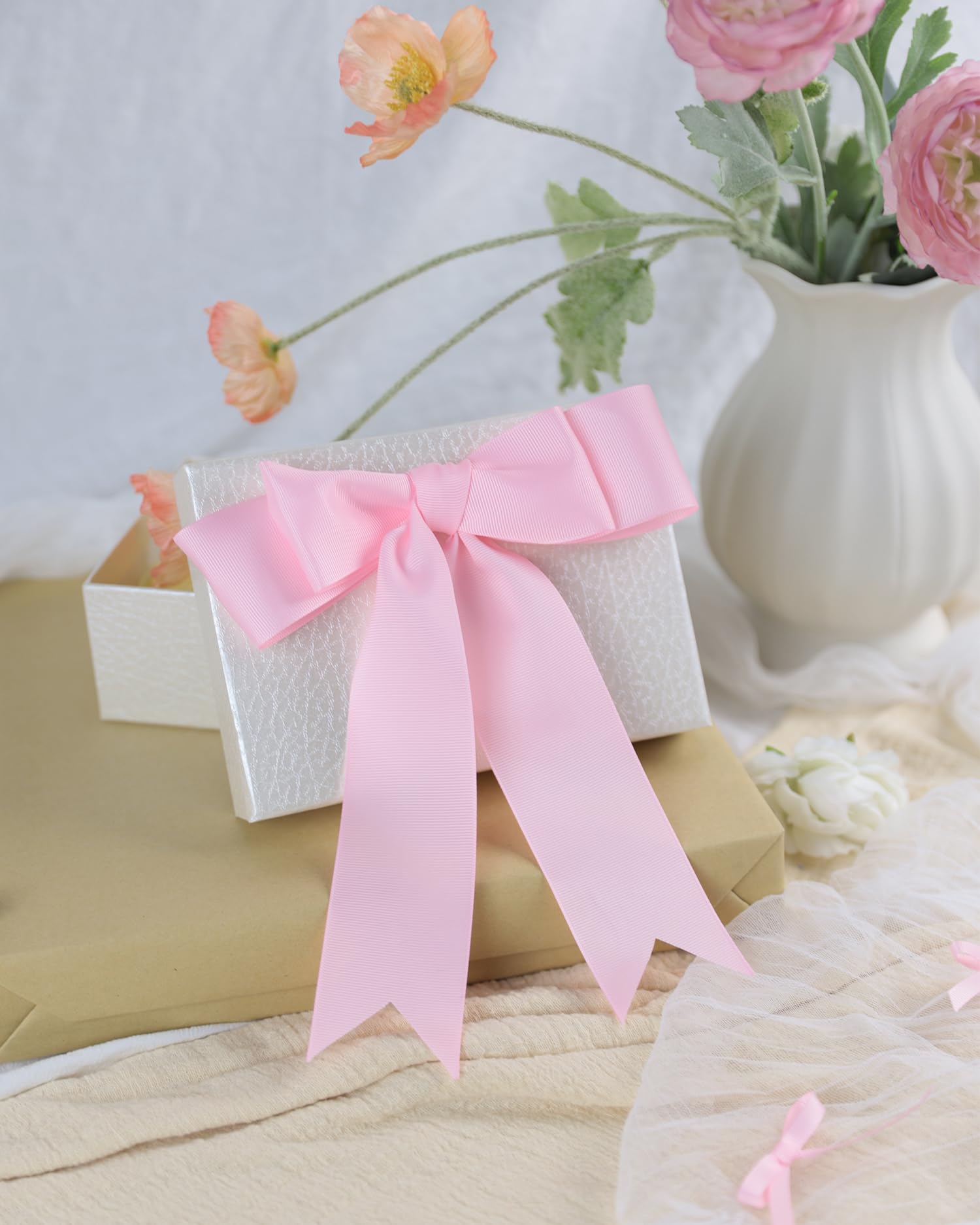Kryvus Grosgrain Ribbon, Pearl Pink Ribbon 50mm x Continuous 45 Metres - Image 3
