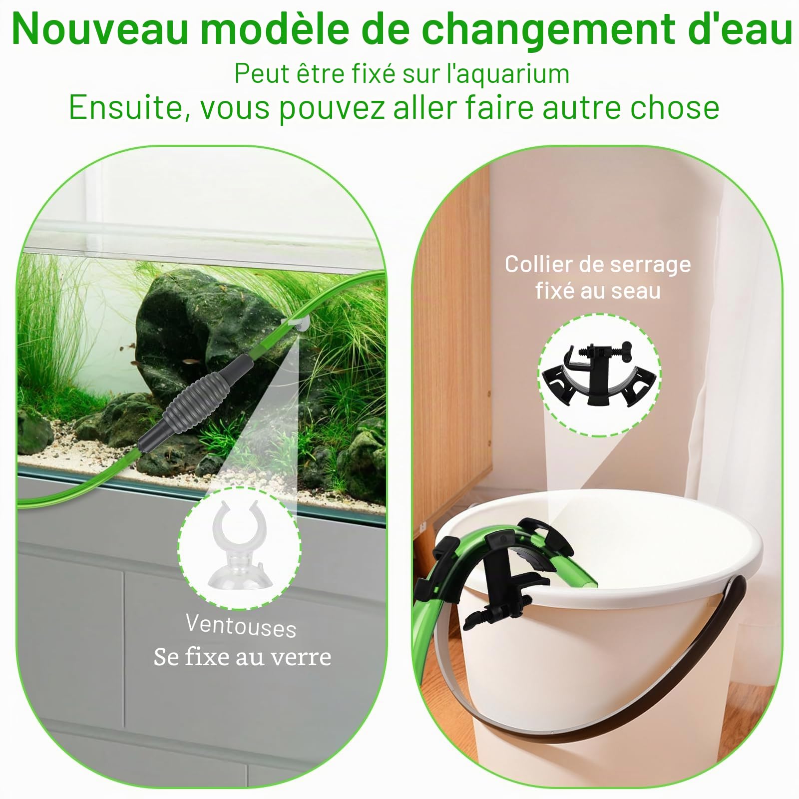 Weinsamkeit Aspirateur Aquarium et Kit de Nettoyage Aquarium, Facile à Nettoyer Le Gravier et à Changer l'eau, Comprenant 15 Accessoires tels Que Le Siphon, avec Guide d'Installation