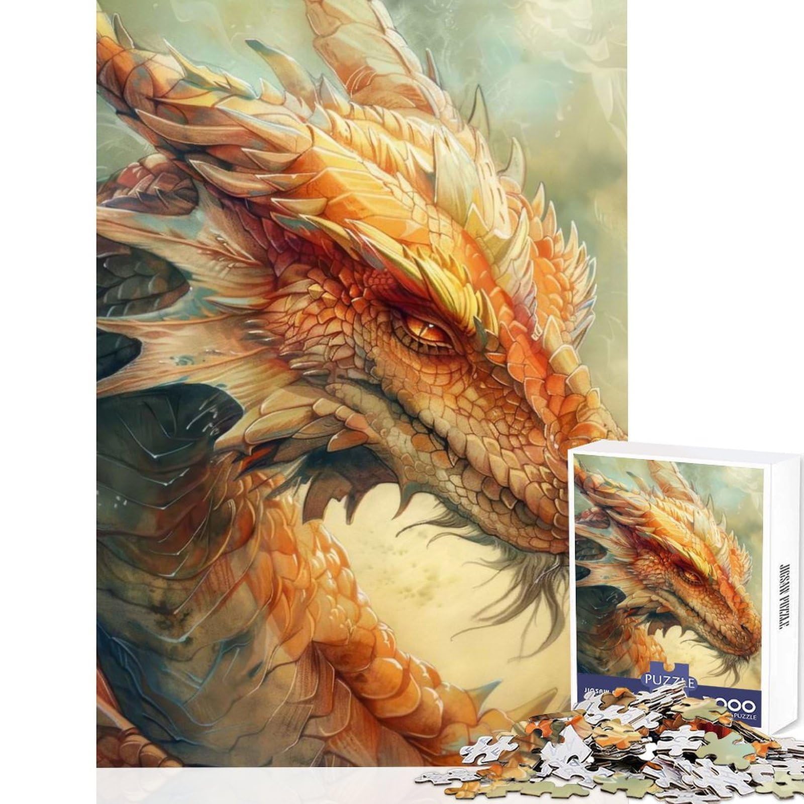 Magical Dragon 1000 Piece Teenager Puzzles Cognitive Play Fun Professional Grade Cutting Calming Mental Break Activity 38x26cm