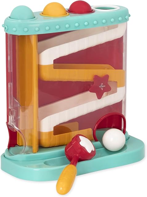 Battat  Pound & Roll  Baby Activity Toy Station with 1 Toy Hammer and 4 Balls for Kids 12 Months + (7-pcs)