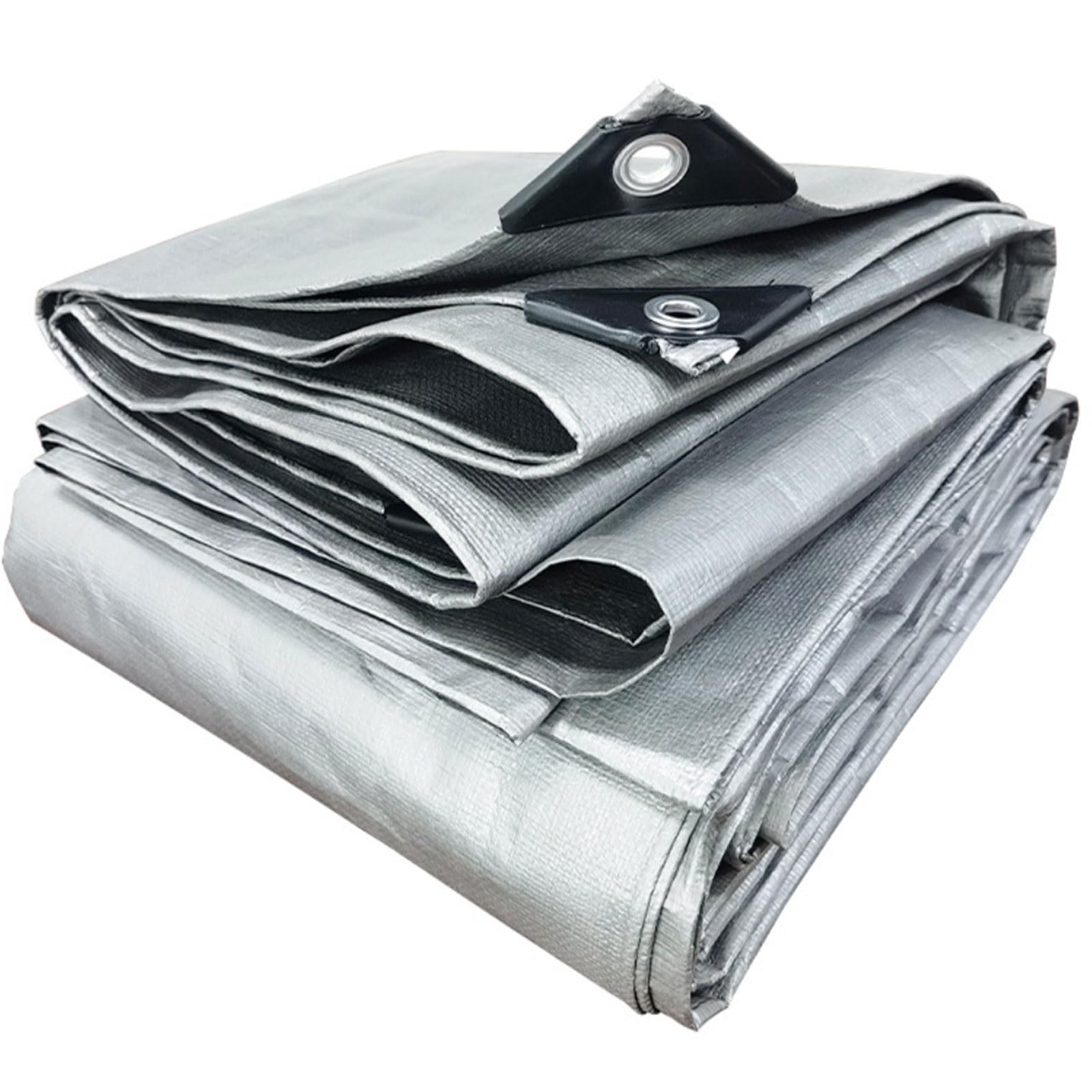 Waterproof Tarpaulin 470 x 590 cm UV Resistant, Pe Material, Lightweight Tarpaulin Cover Sheet 120 G M², Reinforced Corners for Garden Furniture Camping, Silver