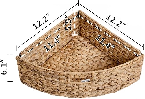 Miniatura 8 de eHemco Hampton Meadows - Armario de almacenamiento de mesa esquinera de 3 niveles en X con 3 cestas de mimbre, nogal