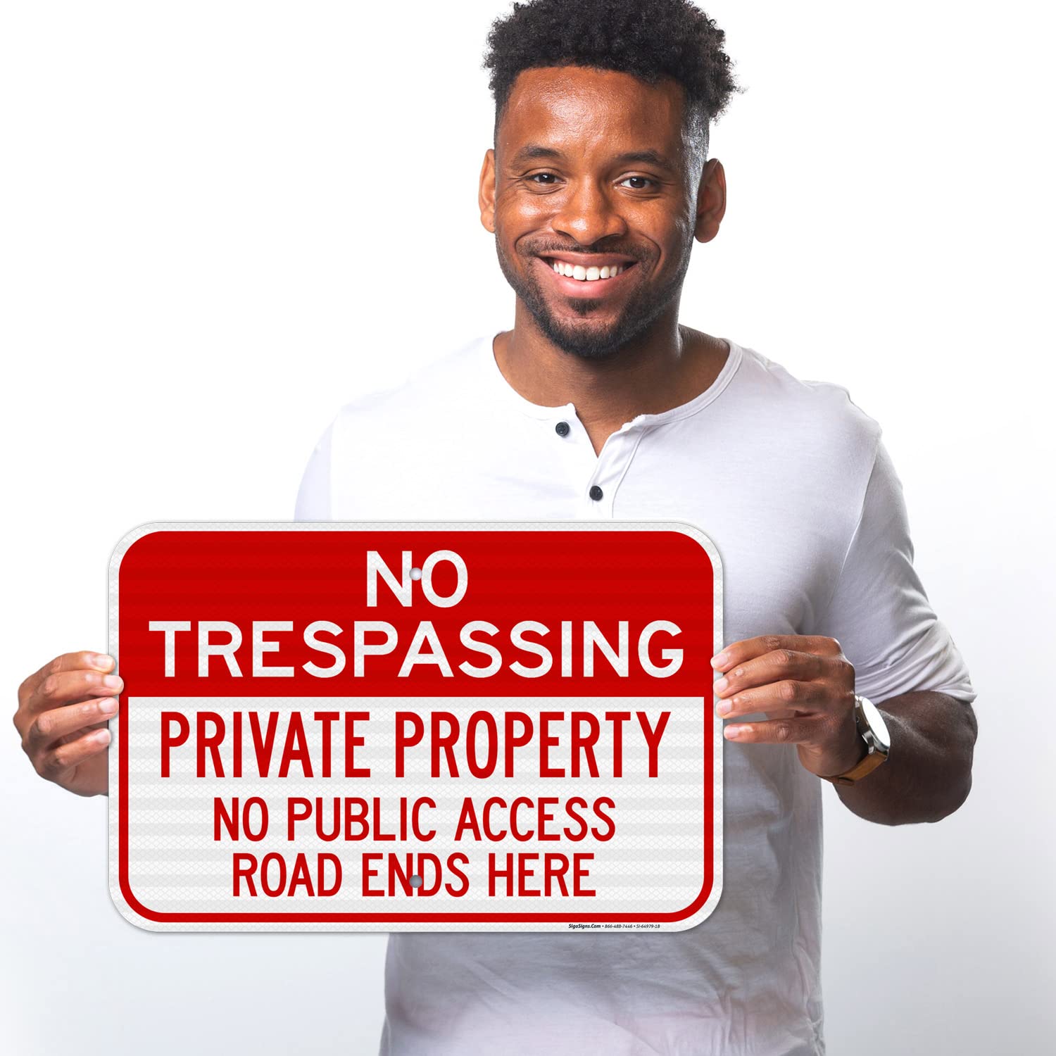 Private Property No Public Access Road Ends Here Sign, 12x18 Inches, 3M EGP Reflective .063 Aluminum, Fade Resistant, Made in USA