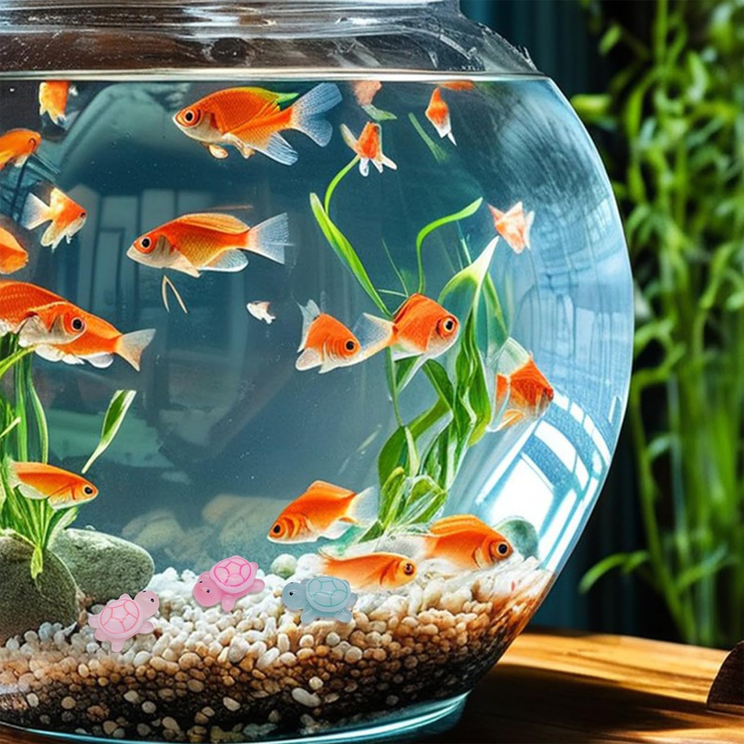 60 szt. Mini świecący żółw z żywicy, małe figurki żółwi świetlnych z żywicy, małe żółwie do dekoracji ogrodu, krajobrazu, akwarium, domku dla lalek (6 kolorów)