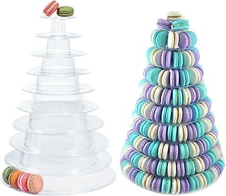 10 Tiers Round Macaron Tower Stand Plastic Transparent Cake Stand Macaro...