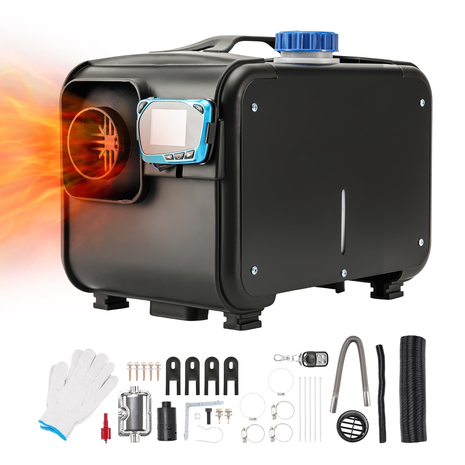kW 12 V wielofunkcyjny podgrzewacz powietrza na olej napędowy z monitorem LCD, szybkie nagrzewanie, zdalnie sterowany podgrzewacz postojowy do kamperów, przyczep, ciężarówek, samochodów kempingowyc