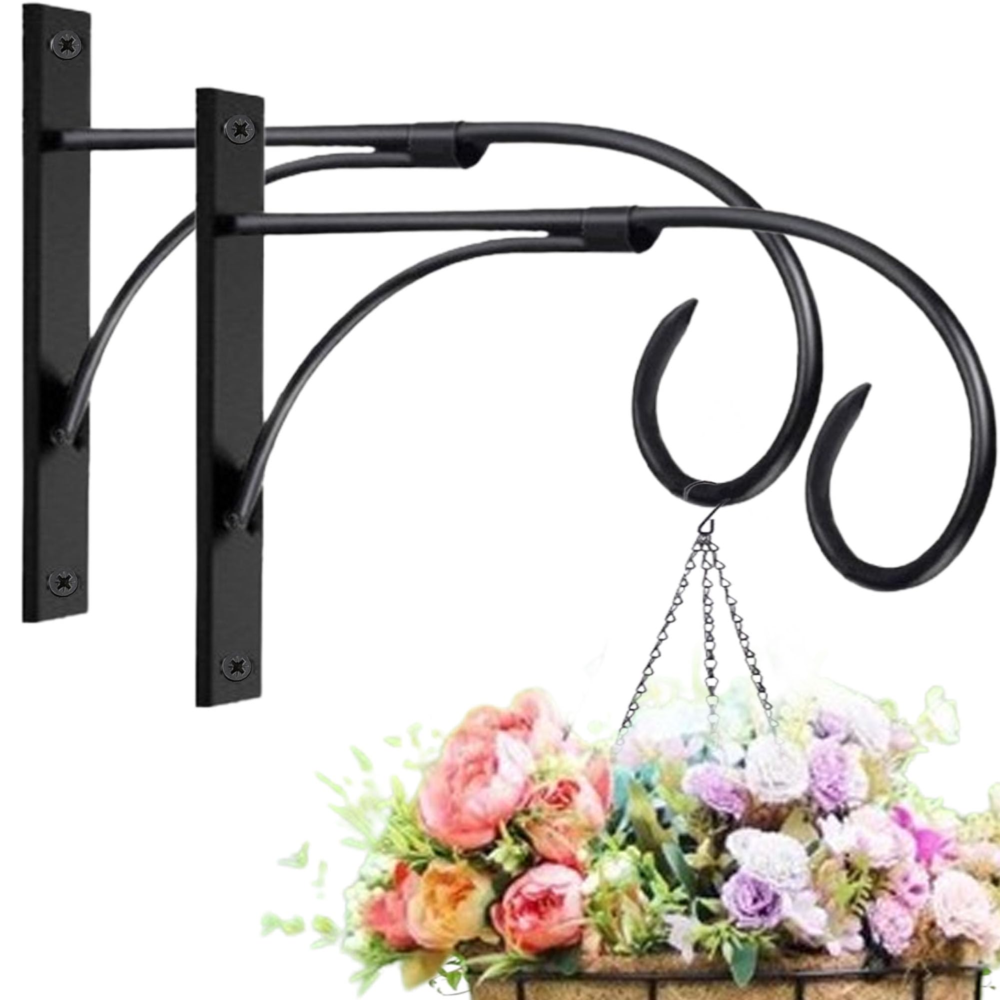 ZEECER Hanging Basket Bracket, 2 Pack 10.5 Inches Heavy Duty Hanging Basket Brackets Outdoor