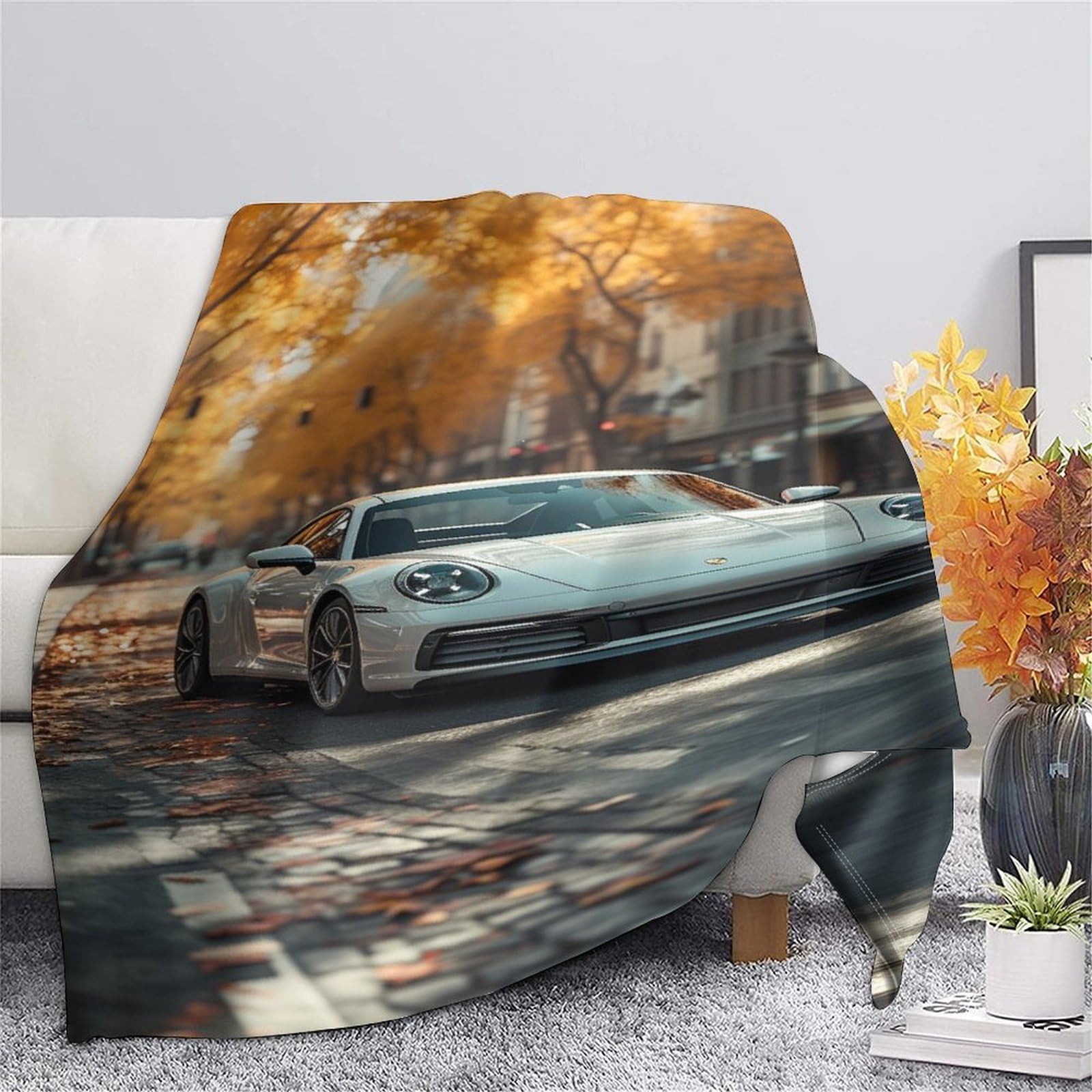 Jmorco Coperta in pile leggero e super morbido con stampa basilica, aneto e rosmarino, per divano, letto, soggiorno, 203 x 152 cm