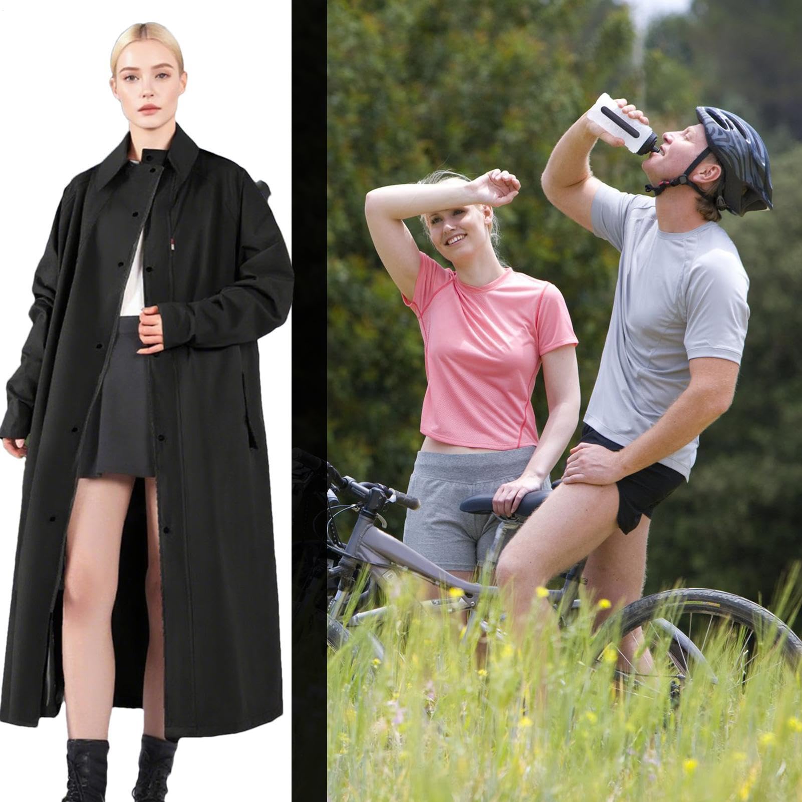 Generisch Chubasquero largo – Chaqueta impermeable larga | Poncho reutilizable a prueba de viento para actividades al aire libre, cortavientos ligero para camping, pesca, viajes, equitación y