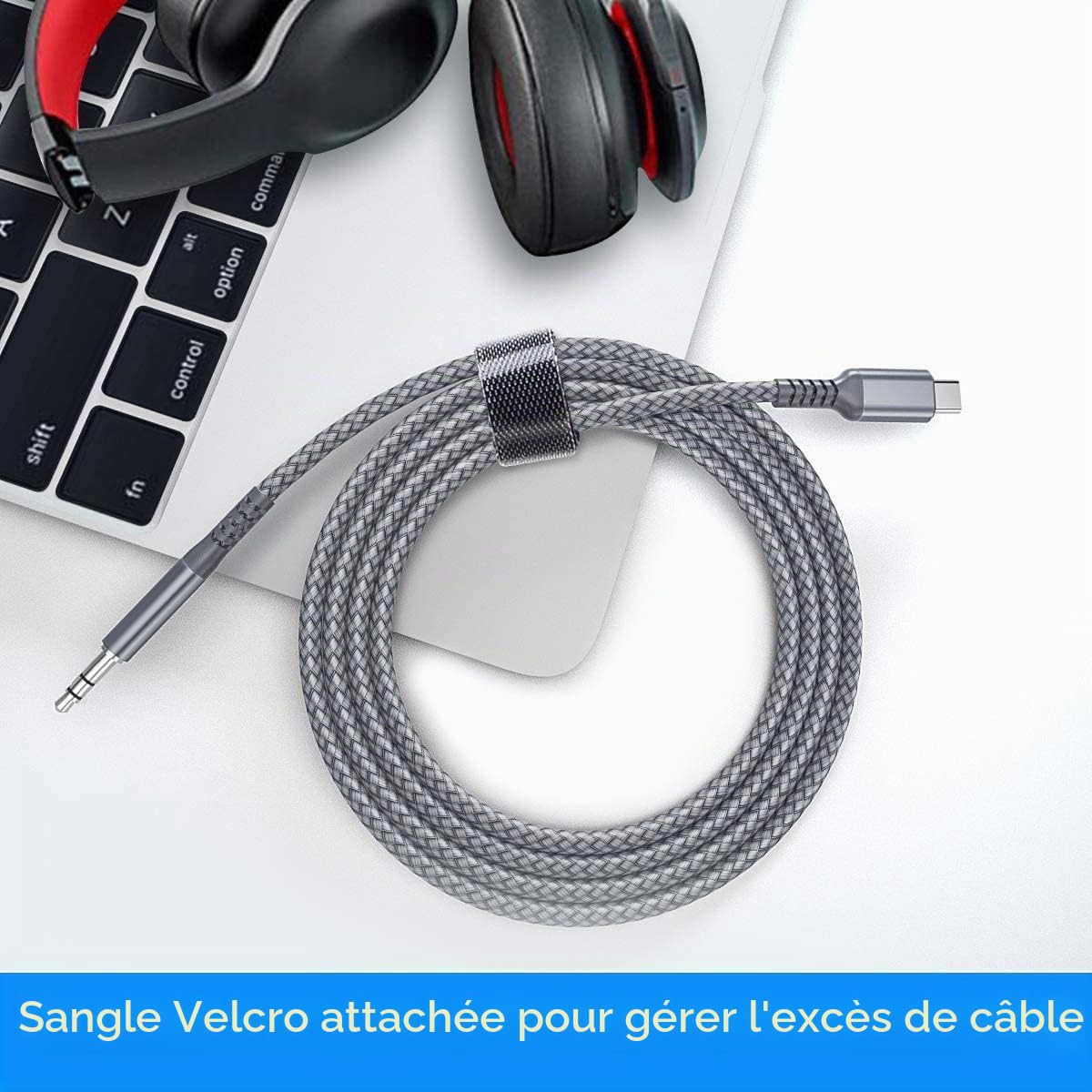 Elebase Câble USB C vers Jack 3.5mm 1.2M Adaptateur Audio pour iPhone 17 16 Pro Max, Samsung Galaxy S26 S25 S24