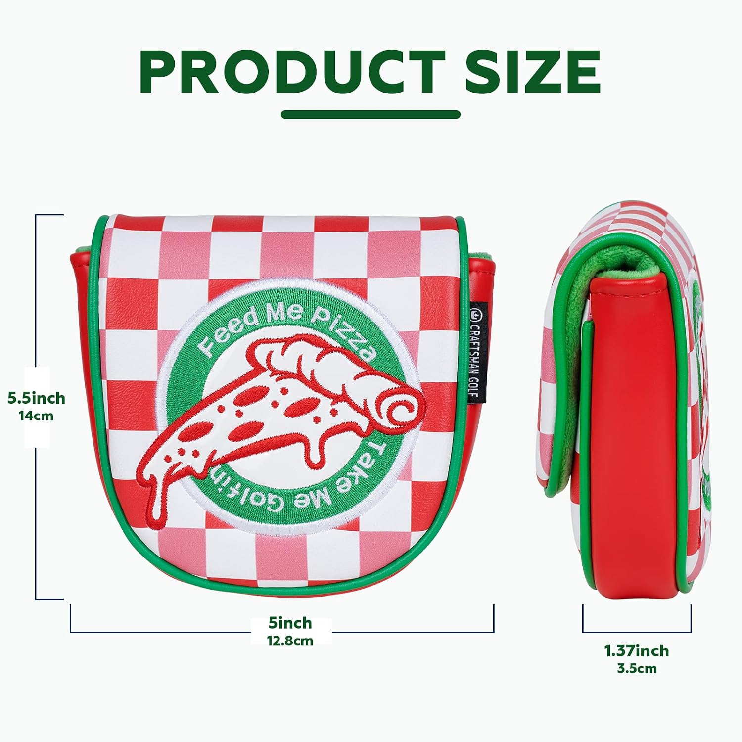 Craftsman Golf Pizza DF3 Mallet Putter Head Cover Lab DF2.1 Putter Headcover Center-Shafted Mallet Putter Cover Magnetic Closure