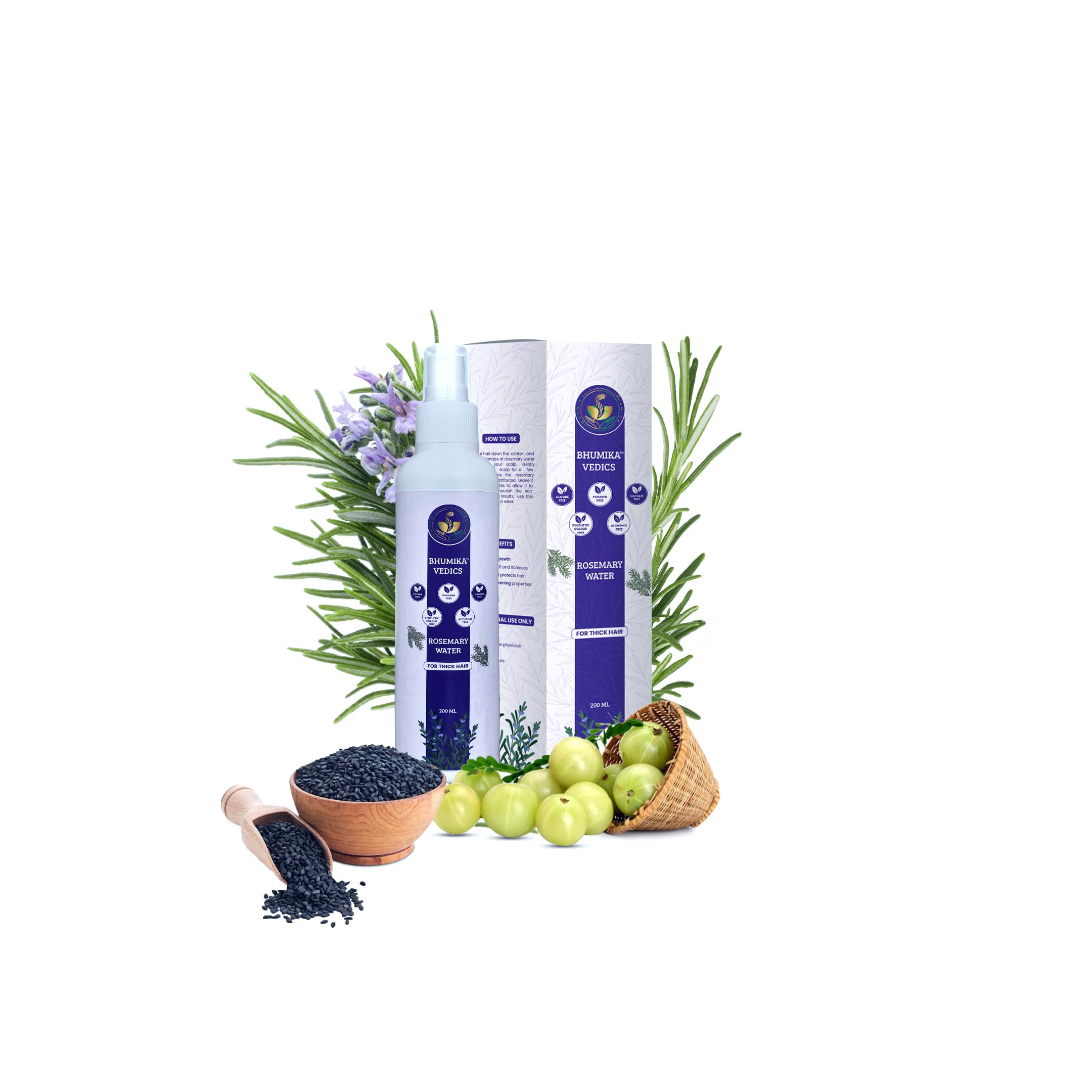 BHUMIKA VEDICS Rosemary Water Spray for Growth & Strength (200ml) | Regrowth Mist with Rosemary | Reduces Hairfall, Adds Shine, Strengthens Roots | Suitable for All Hair Types