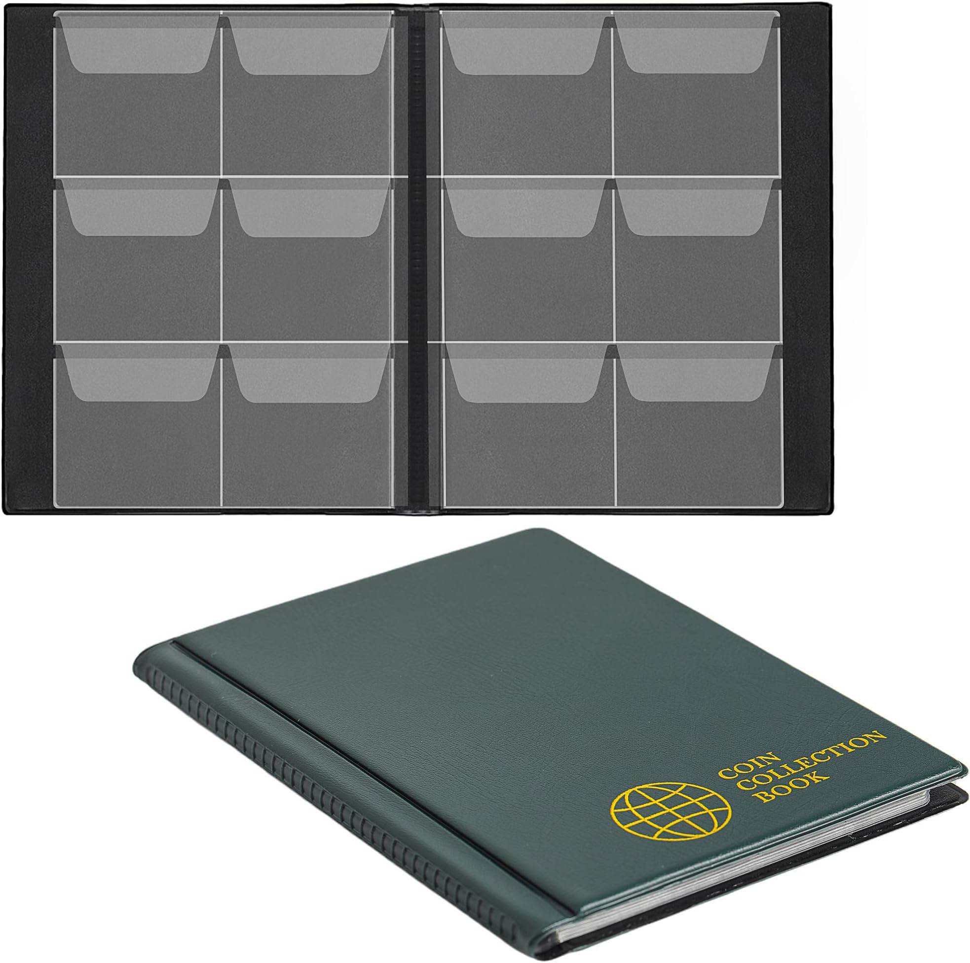 Coin Collection Album 60 Pockets - 4.5x4.5cm/1.8x1.8 inch Coin Holder Book Co...