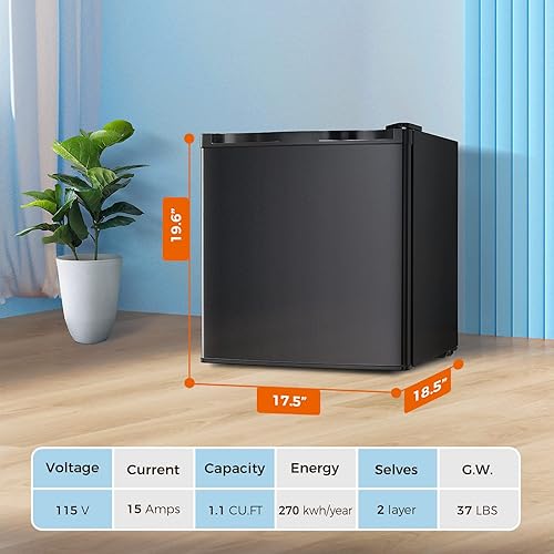 Miniatura 6 de Kismile Congelador vertical, mini congelador de 2.1 pies cúbicos con puerta individual reversible, estantes extraíbles, congelador pequeño con