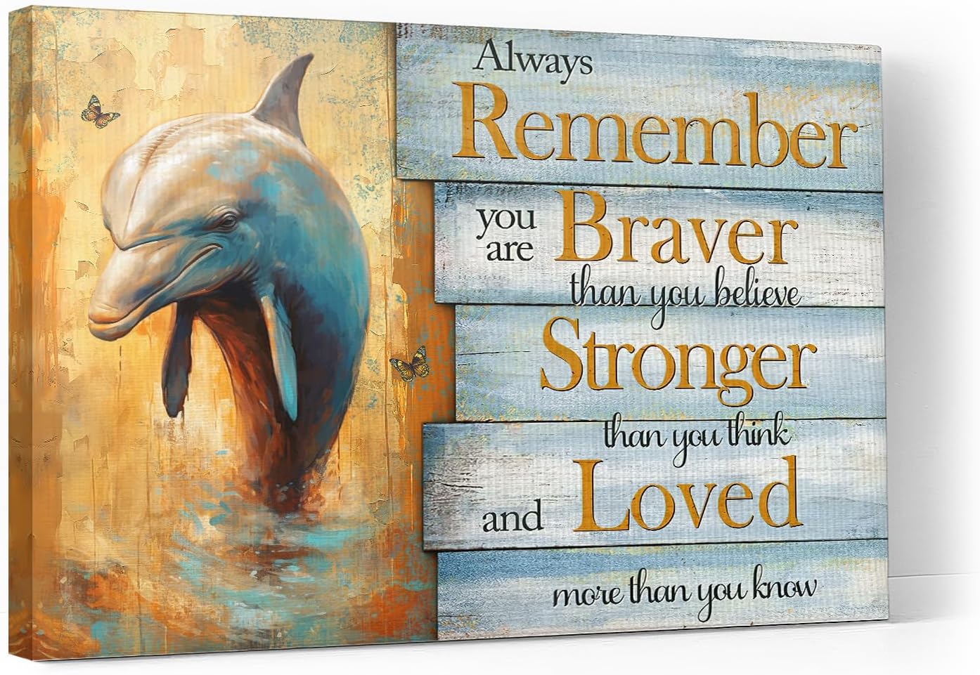Ooeiiiy Motivational Dolphin Canvas Wall Art Dolphin Gifts Wall Decor Inspirational Bible Quotes Picture Poster Wall Decor Christian Prints Framed Artwork For Bathroom Office Bedroom 12''X16''
