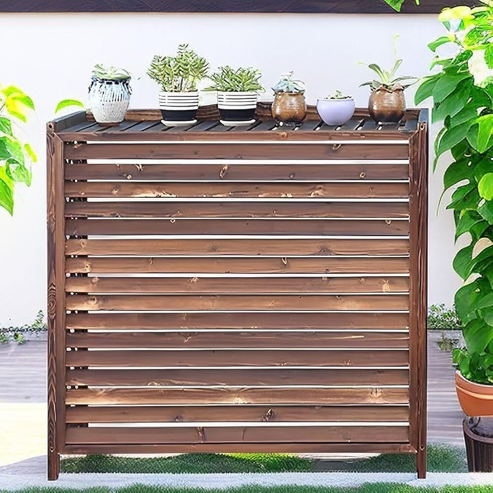 Clôture de protection pour climatiseur bois, habillez votre terrasse avec ce cache-radiateur