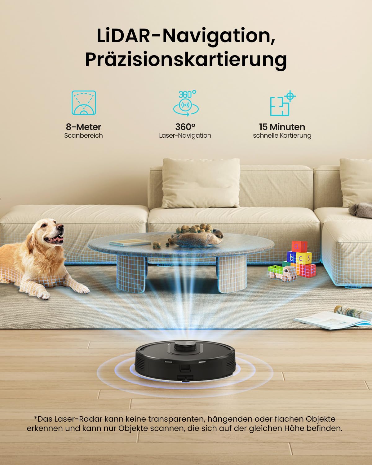 Vexilar W11 Saugroboter mit Wischfunktion, Saugroboter mit LiDAR Navigation, Staubsauger Roboter mit 5000Pa Starke Saugkraft, Roboterstaubsauger mit Lang Laufzeit, WiFi, ideal für Teppich