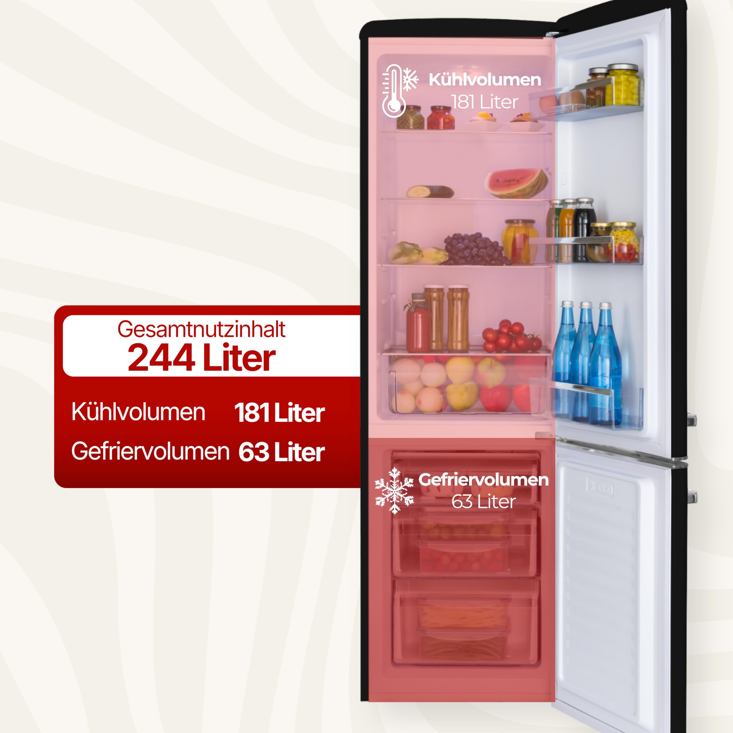 Amica Retro Kühl-Gefrierkombination 181 x 55 x 61 – Bild 2