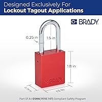 Vista 4 de Brady SDAL-RED-38ST-KD6 - Juego de 6 candados de bloqueo de seguridad con llave - 2 llaves por cerradura - rojo - rojo - 38ST-KD6