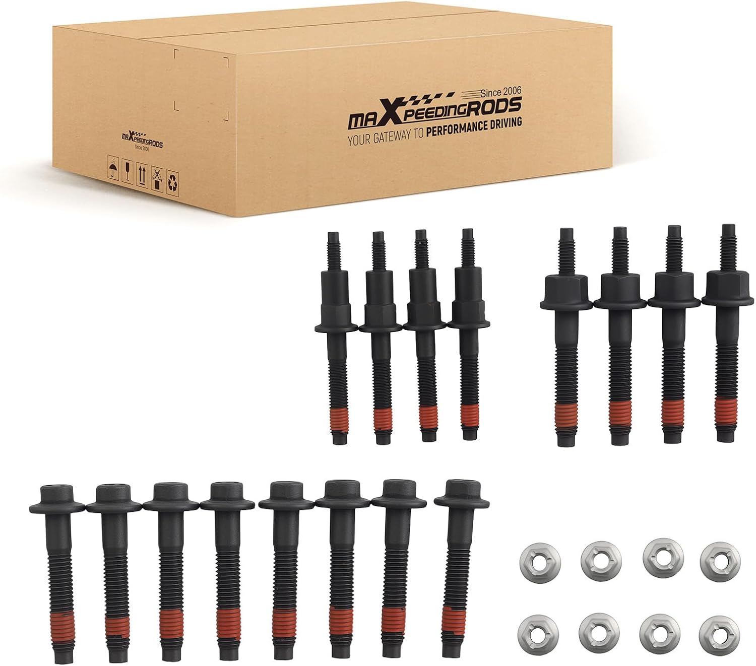 maXpeedingrods Exhaust Manifold Stud Bolt Nut Kit for Jeep Grand Cherokee Dodge Ram 1500 Durango Dakota Commander Chrysler Aspen Mitsubishi Raider 1999-2009 4.7L 6505257AA 6504331