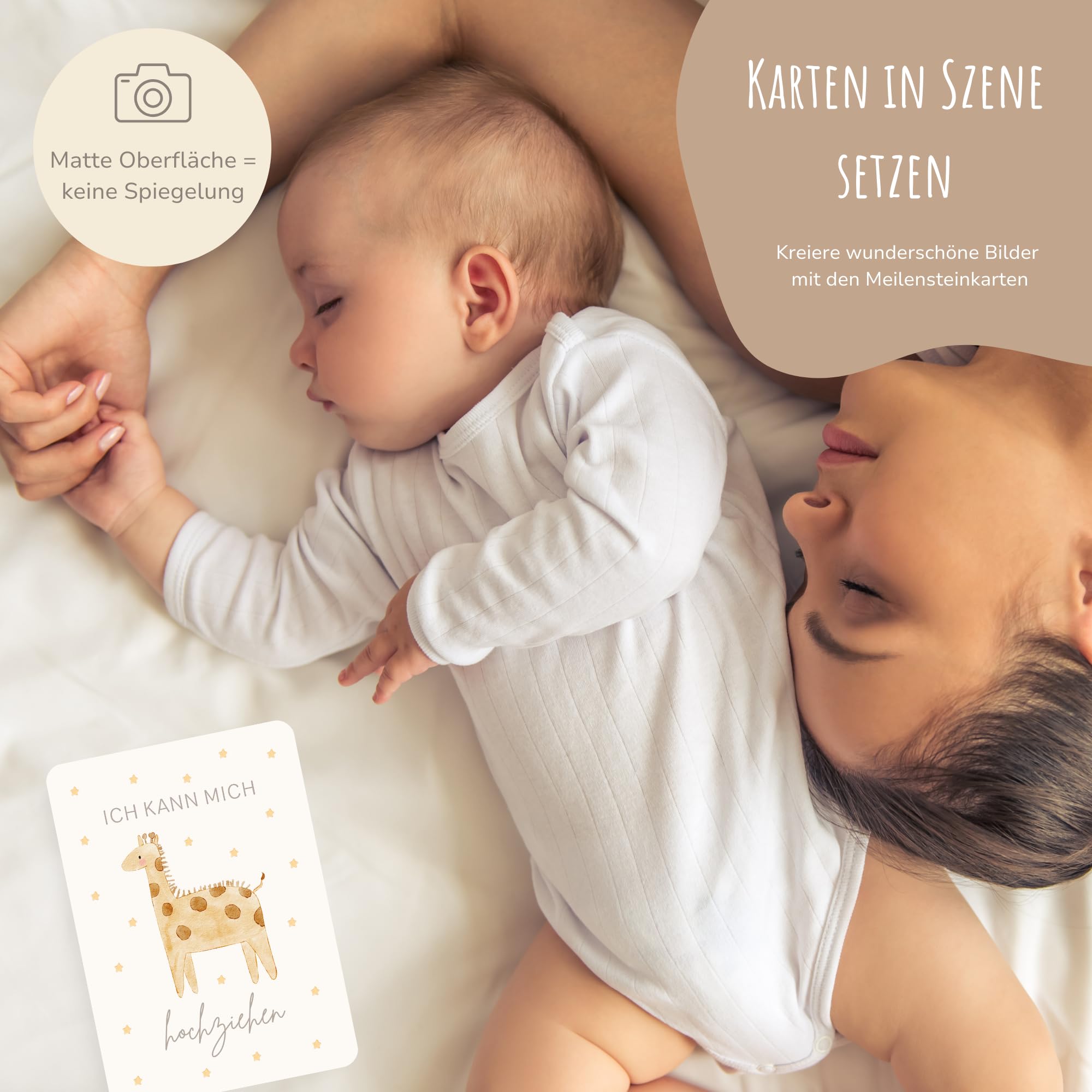 MeinBaby123® Karty z kamieniami milowymi "Dein erstes Jahr" (beżowe boho)