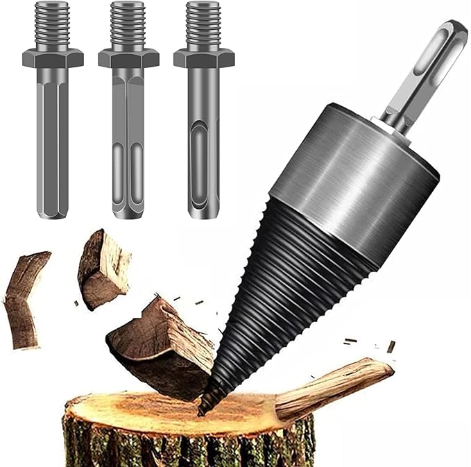 Kegelspalter Set 45mm + 32mm - Brennholzspalter Bohrer Für Bohrmaschine