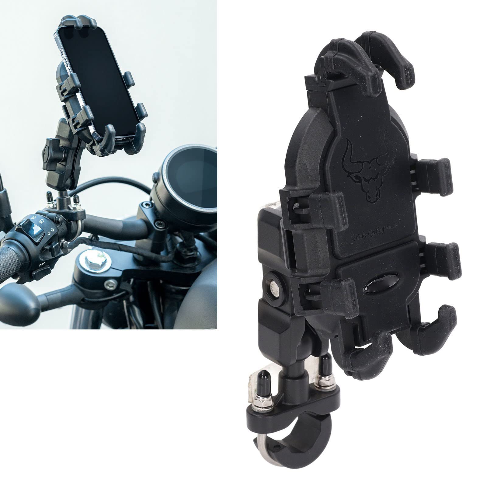 Soporte para teléfono móvil para bicicleta en forma de U Aleación de aluminio a prueba de golpes Soporte universal ajustable para manillar para ciclismo Moto Accesorios para