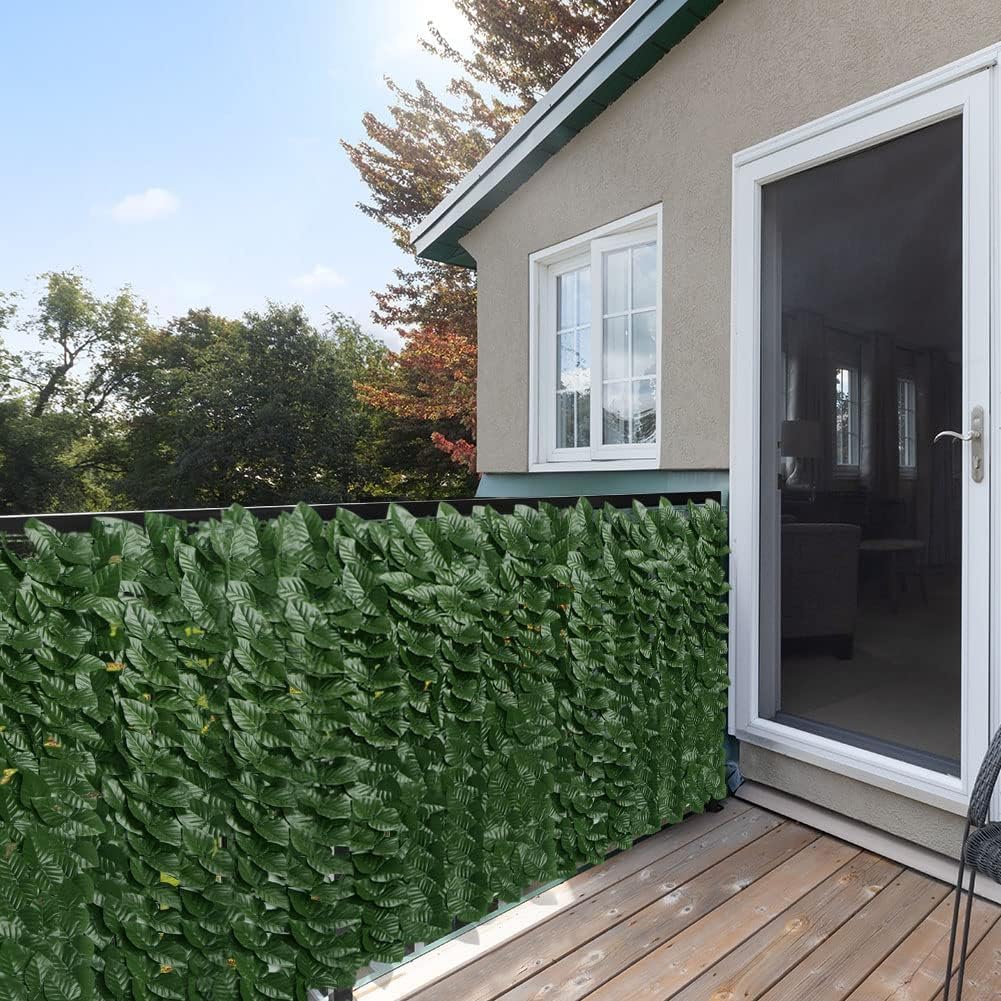 Seto Artificial Ocultación Jardín en Rollo 3x1 m Pantalla de Valla de Privacidad de Hiedra Artificial para Terraza Balcón Exterior Decoración de Hojas Verde (300x100 cm (C))