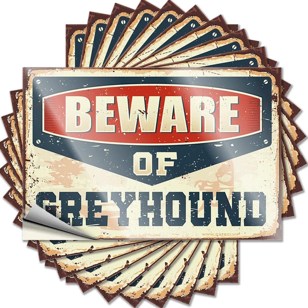 Tool Box Stickers Beware of Greyhound Funny Sticker 10 Pcs