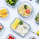 VERONES 12 Packs Glass Food Storage Containers Set, Airtight Glass Lunch Containers, Glass Meal Prep Containers with Lids,Exclusive of BPA, for Microwave, Oven, Freezer & Dishwasher Friendly,Grey
