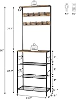 Vista 2 de HOMEFORT Coat Rack with Shoe Storage, 5-Tier Shoe and Coat Rack with 9 Clothes Hooks, Freestanding Hall Tree Organizer for Entryway, Bedroom, Rustic