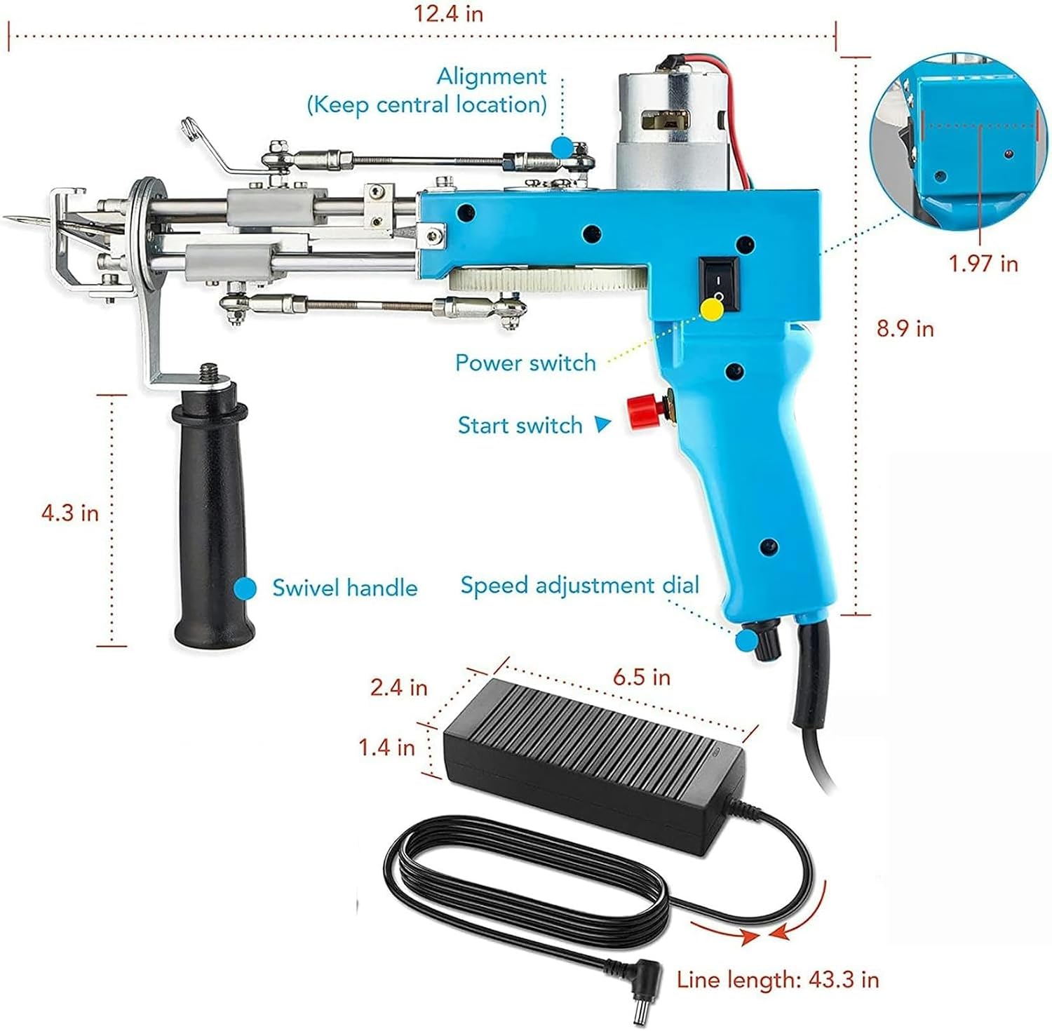 2 in 1 Cut and Loop Pile Rug Tufting Gun, Carpet Weaving Flocking Kit, High Speed Knitting Machine Home DIY Tools for Mat High Speed Weaving of Carpets-