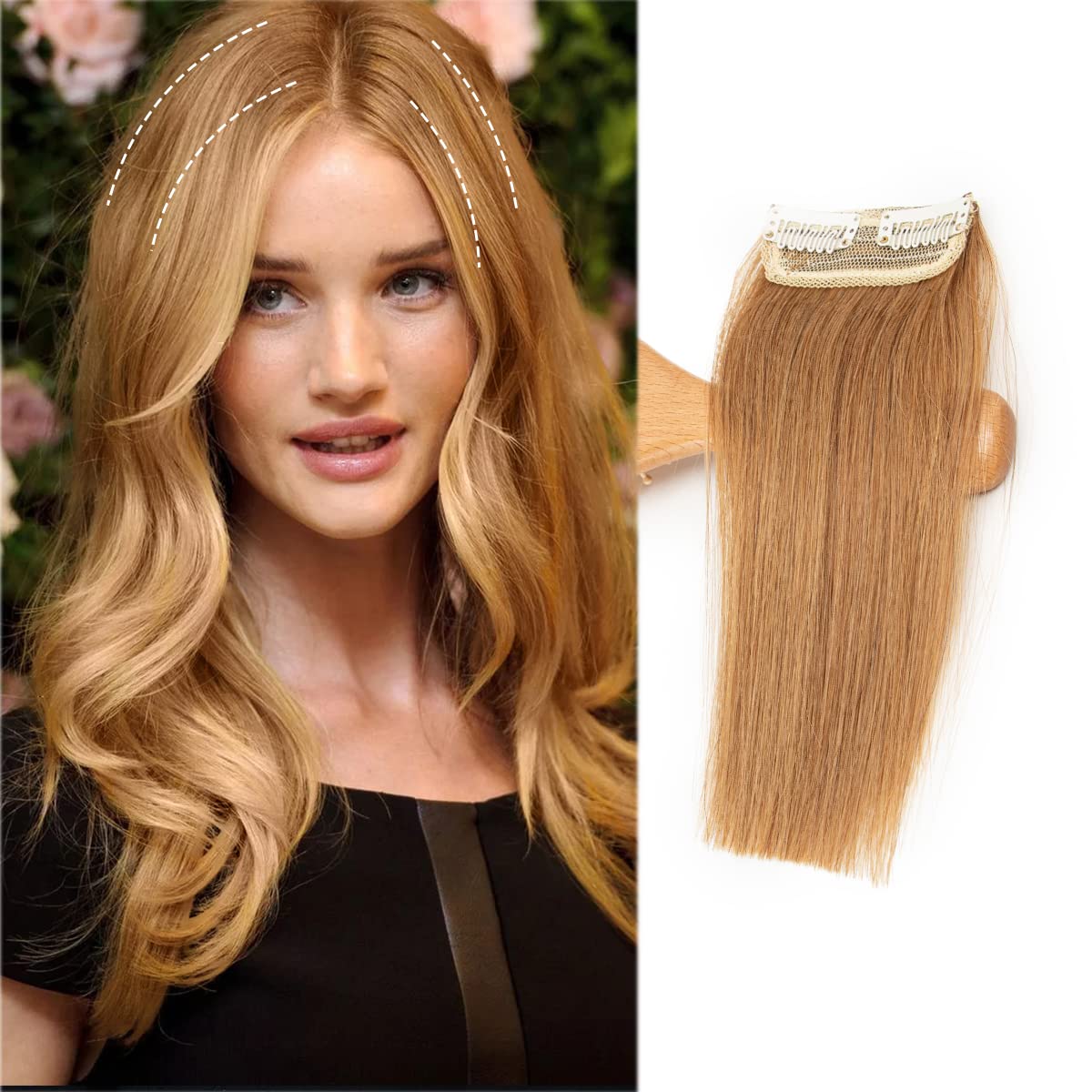 Real Remy Human Hair Clip in Hair Extensions Short Straight Thick Double Weft One Piece Hair Pieces for Thinning Hair Invisible Hairpin Increase Women Men Hair Volume 10Inch#27 Dark Blonde