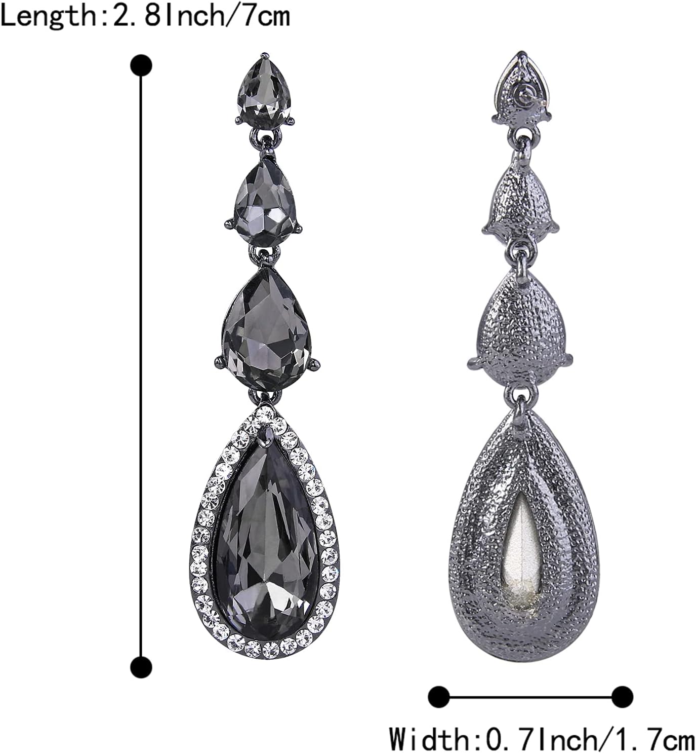 BriLove Women's Elegant Wedding Bridal Multi Teardrop Long Chandelier Dangle Earrings - Image 5