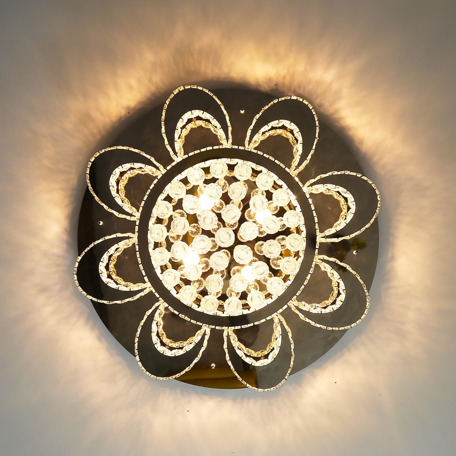 HAIXIANG Modern Chandelier Living Room Glam Chandeliers Ceiling Light Fixture Remote Dimmable Lights 32 Inches Luxury Crystal Silver Light