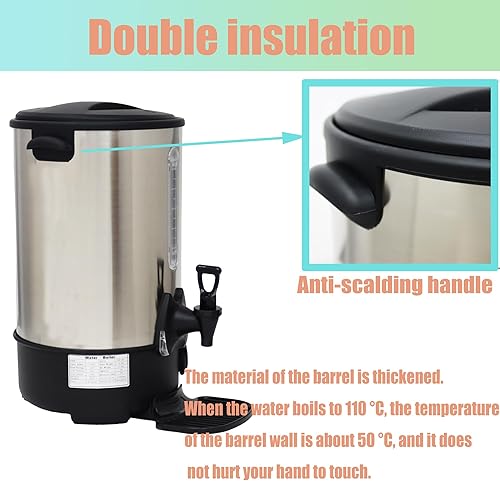 Miniatura 5 de HQHAOTWU 12.9L Hervidor de agua caliente Dispensador de hervir agua Oficina comercial Barril de agua caliente Caldera de agua de acero inoxidable