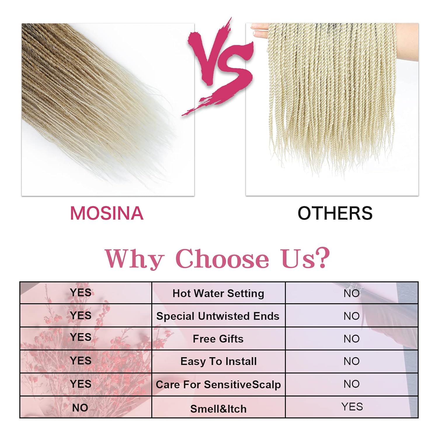MOSINA Senegalese Twist Crochet Hair 18 Inch Ombre Crochet Twist 8 Packs Straight Crochet Braid Synthetic Professional Braiding Hair Hot Water Setting 35 Strands/Pack (18 Inch, 1B/27/613)