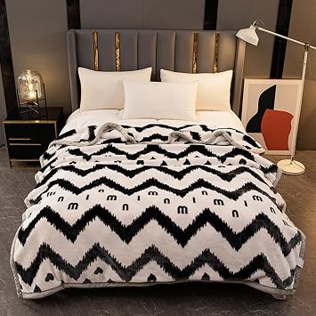 LGYKUMEG Korean Mink Blanket, Fleece Blanket,Heavy Weight, Silky Soft Plush Warm Blanket, 2 Ply Reversible Raschel Blanket,B,200x230cm4kg