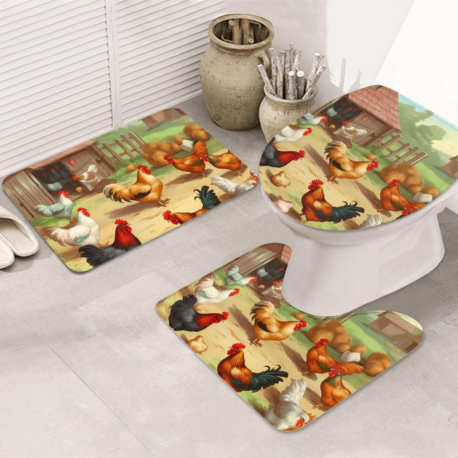 Tapis de bain super doux absorbant lot de 3 pièces antidérapantes pour WC
