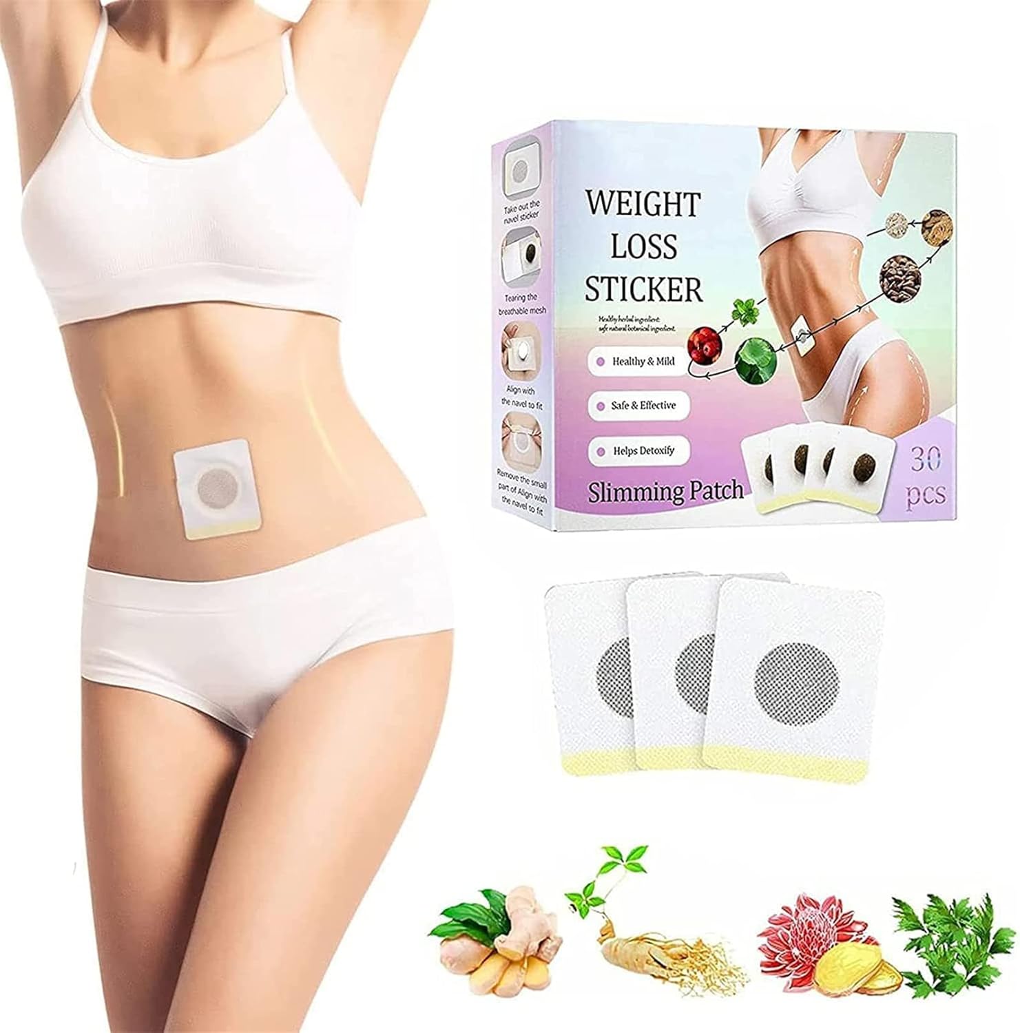 30/60 Pcs Effective Ancient Remedy Healthy Belly Pellet, Mugwort Navel Sticker, De_tox Slimming Belly Pellet, Herbal Belly Button Patch for Men and Women (2 Box /60Pcs)