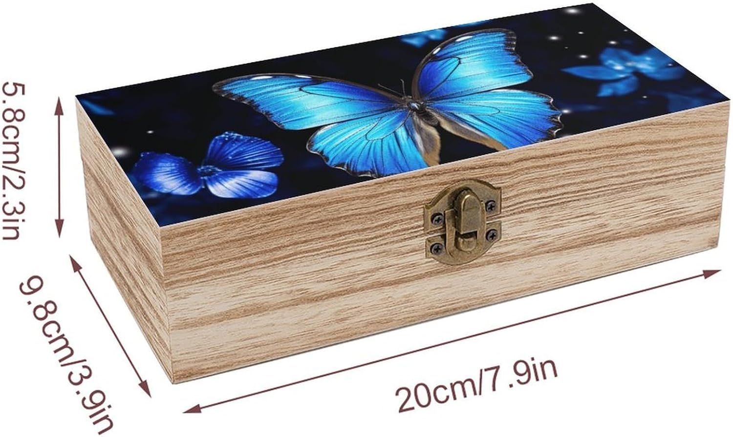 Blue Butterfly Wooden Decorative Storage Box Jewelry Box image 2